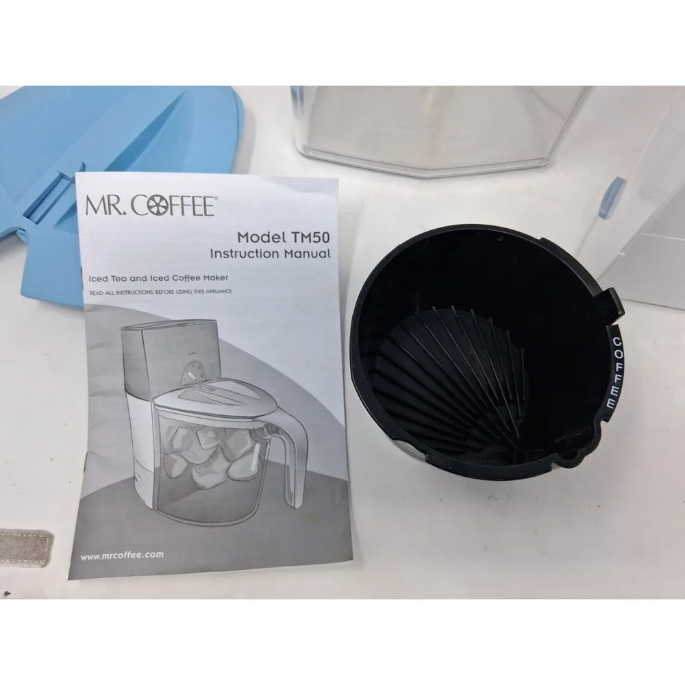 Mr. Coffee TM50 Iced Tea and Iced Coffee Maker 2 Quart Blue White with Manual